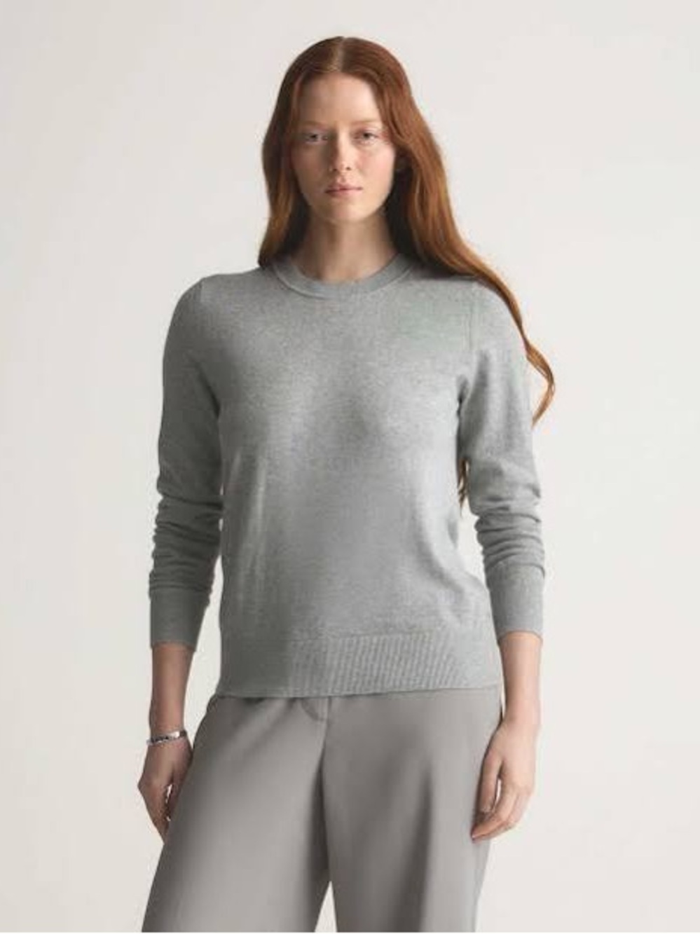 QUINCE $148 Cotton Cashmere Crew Sweater Heather Grey Womens M EUC